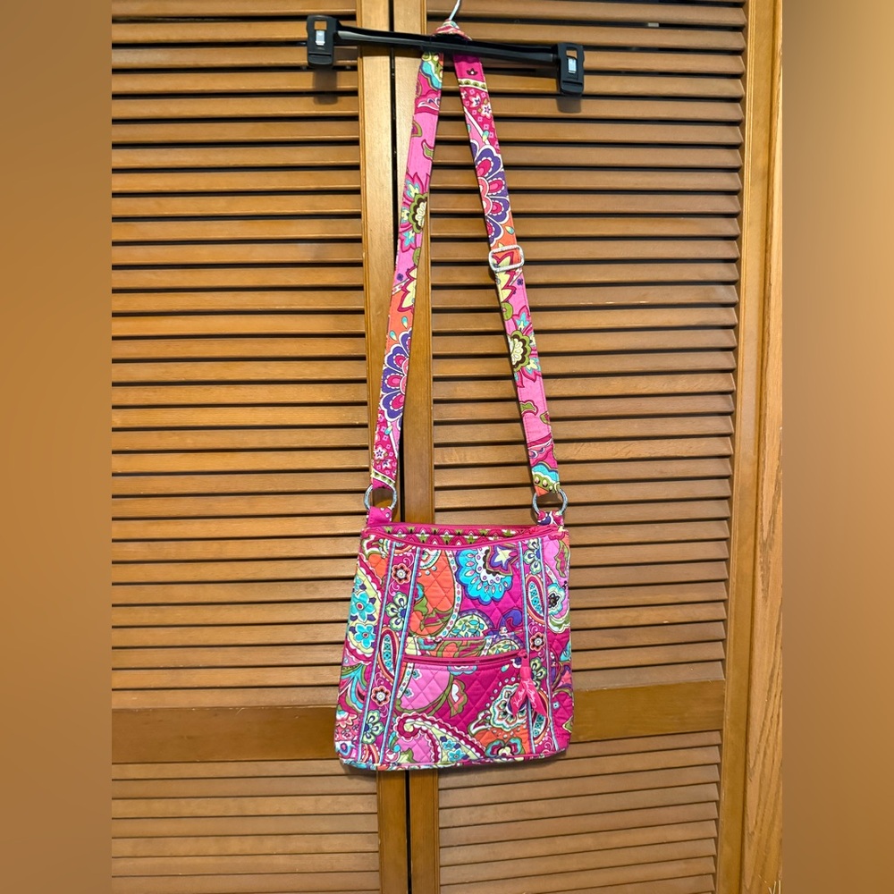 Vibrant Pink Patterned Crossbody Bag